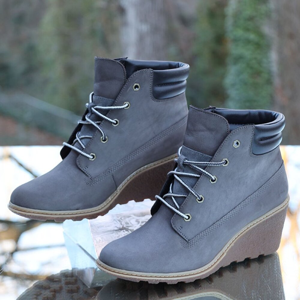 Timberland Amston Wedge 6 Inch Boots Grey - Picture 8 of 13